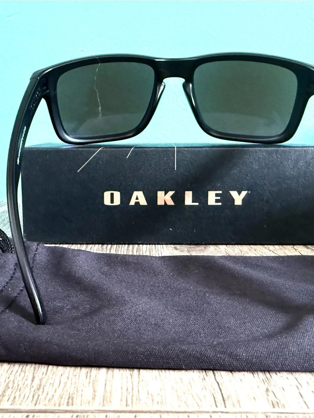 Oakley Holbrook Polarized Sunglasses Black Frame with Blue Mirrored Lenses